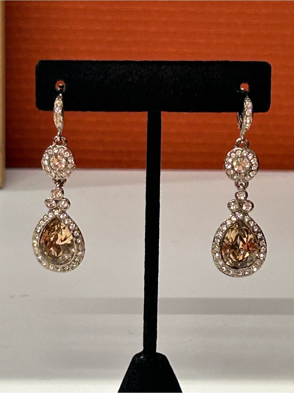 Givenchy large champagne amber drop earrings